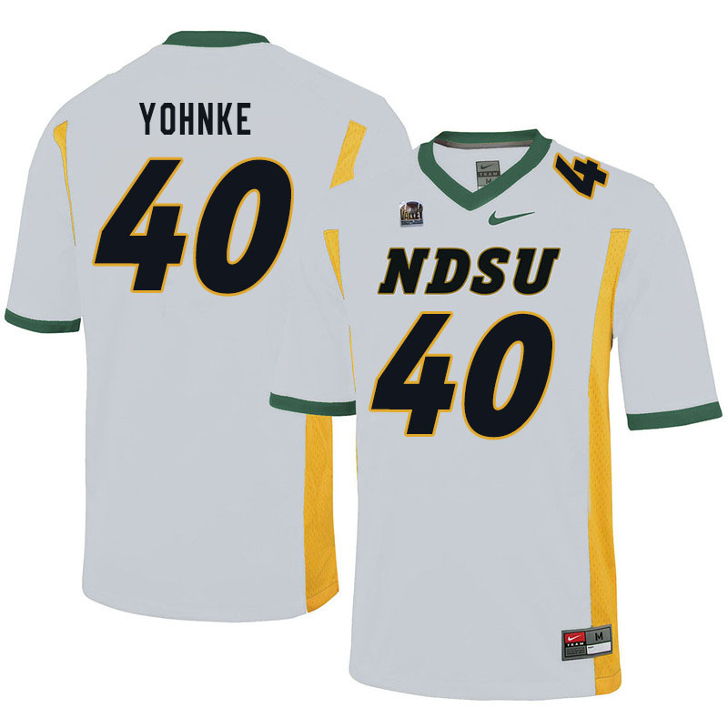 Men #40 Travis Yohnke North Dakota State Bison College Football Jerseys Sale-White - Click Image to Close